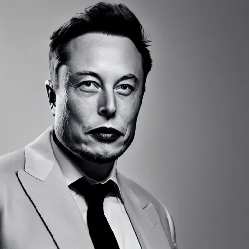 Image similar to Elon Musk as a Gigachad, black and white photo, dramatic, high quality