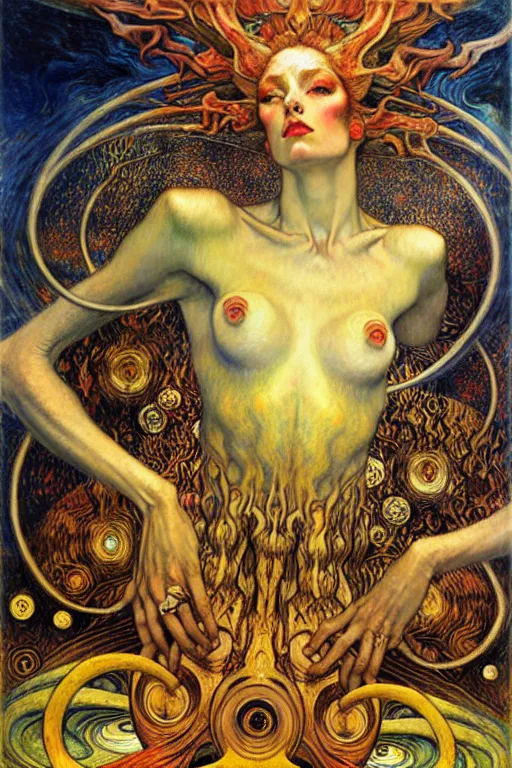 Image similar to Divine Chaos Engine by Karol Bak, Jean Delville, William Blake, Gustav Klimt, and Vincent Van Gogh, symbolist, visionary