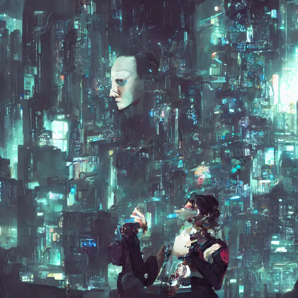 Prompt: Cyberpunk Ada Lovelace coding on A.I. models. Contest winner, trending on artsation