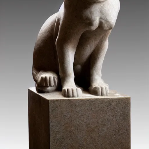 Prompt: a cat is sitting, marble statue, antique style, dramatic lightning,