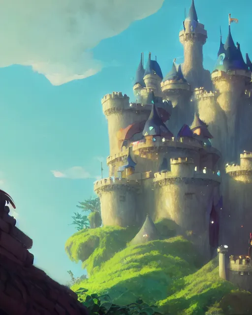 Image similar to fantasy castle with a dragon, cory loftis, james gilleard, atey ghailan, makoto shinkai, goro fujita, studio ghibli, rim light, exquisite lighting, clear focus, very coherent, plain background, soft painting