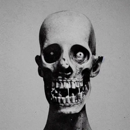 Image similar to horrifying, killer, creepy, dead, monster, tall, skinny, open mouth, old photo