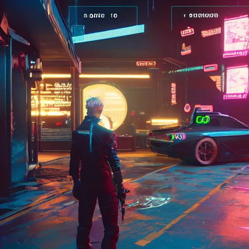 Image similar to an in-game screenshot of blonde boy in Cyberpunk 2077