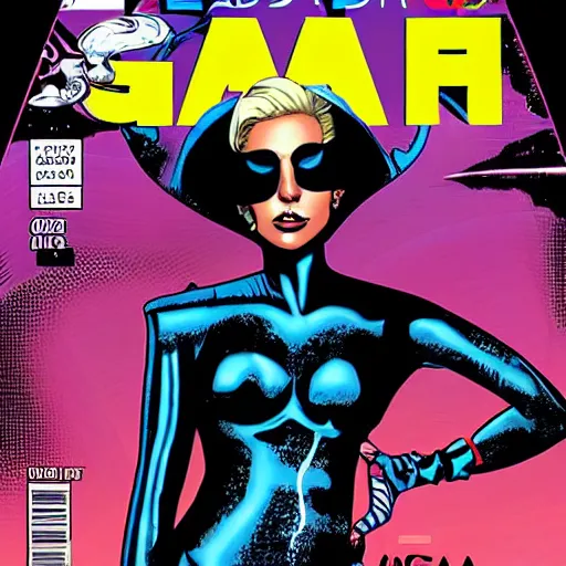 Prompt: lady gaga on the cover of a comic book