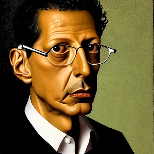 Prompt: portrait of jeff goldblum by hieronymous bosch