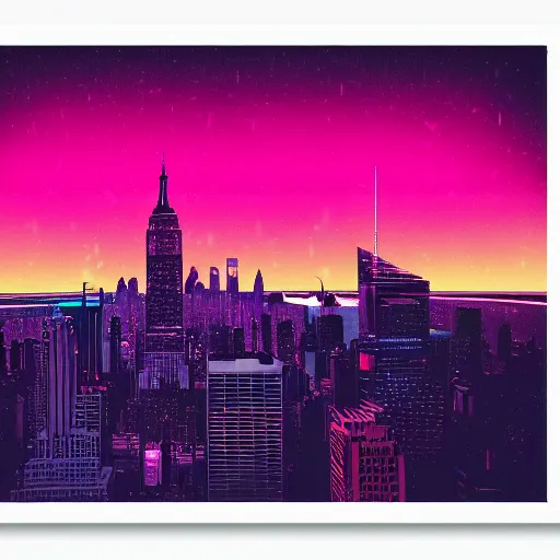 Image similar to new york, epic retrowave art, trending on art station