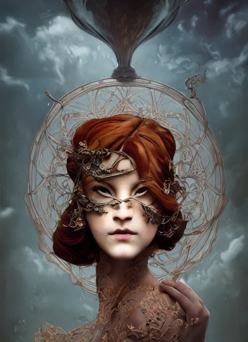 Image similar to Floating thespian mask, bodyless, alone, book, art nouveau, Detailed Digital Art, Oil Paining, Exquisite detail, post-processing, masterpiece, Cinematic Lighting, Unreal Engine, 8k, HD, Stanley Artgerm Lau, WLOP, Rossdraws, Frank Frazetta, Andrei Riabovitchev, Marc Simonetti, trending on artstation