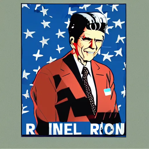 Image similar to anime lofi ronald reagan girl