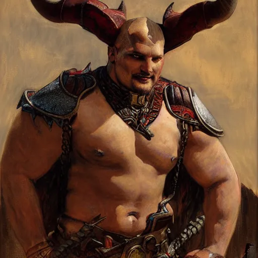 Prompt: iron bull, dragon age, painting by gaston bussiere, craig mullins, j. c. leyendecker, tom of finland