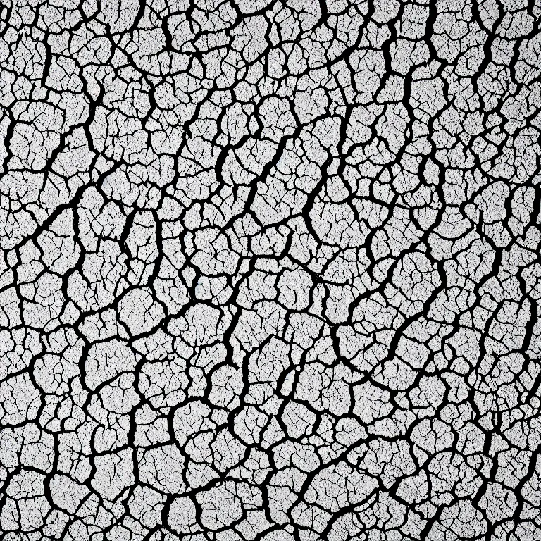 Image similar to a detailed pen and ink line - art drawing of a dry cracked desert surface as viewed from above. clean lines, mm, svg. technical