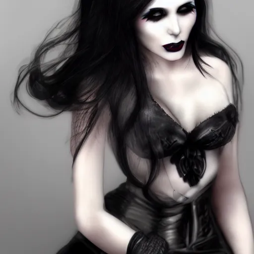 Image similar to pale goth beauty, realistic detail