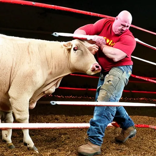 Prompt: brock lesnar suplexes all the cows in rural new mexico