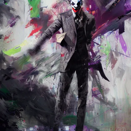 Image similar to Joker, full body, paint by Wadim Kashin