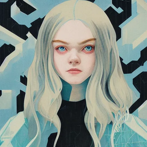 Image similar to Elle Fanning in Phantasy Star Universe picture by Sachin Teng, asymmetrical, dark vibes, Realistic Painting , Organic painting, Matte Painting, geometric shapes, hard edges, graffiti, street art:2 by Sachin Teng:4