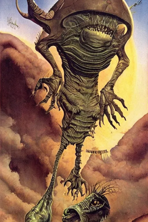 Image similar to extraterrestrial beast by wayne barlow, norman rockwell, boris vallejo