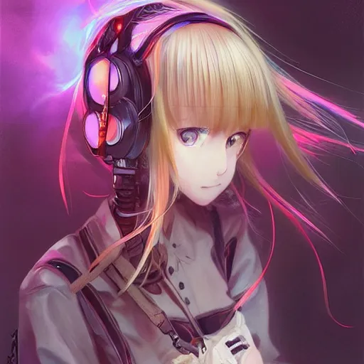 Prompt: A anime portrait of Hannah Montana, by Stanley Artgerm Lau, WLOP, Rossdraws, James Jean, Andrei Riabovitchev, Marc Simonetti, and Sakimichan, trending on artstation with a blend of manga-style art, augmented with vibrant composition and color, all filtered through a cybernetic lens, studio lighting, lit by flashing pixel light, cinematic lightning, medium shot, mid-shot, highly detailed, trending on artstation, Unreal Engine 4k, cinematic wallpaper