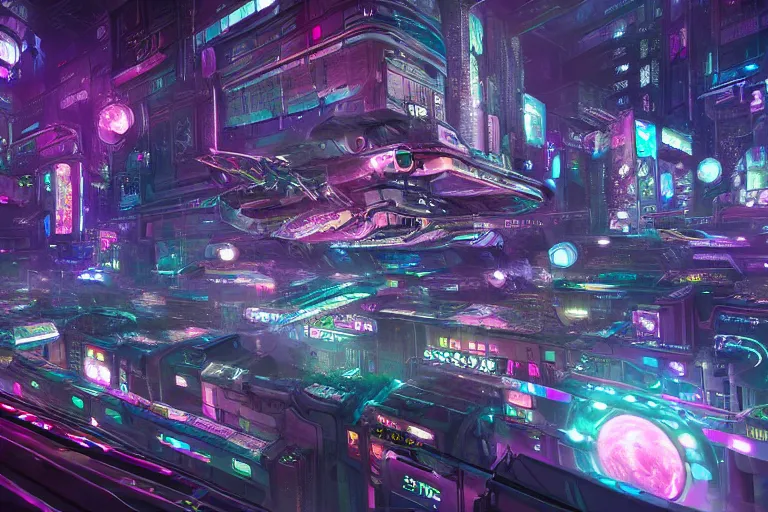 Image similar to a populated psychedelic cyberpunk city with astral beings flying through it at the edge of existence where intensely creative astral beings live, in the style of wlop, illustration, epic, fantasy, hyper detailed, smooth, unreal engine, sharp focus, ray tracing