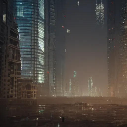Image similar to a dystopian city at night, octane render, 8 k, depth of field, by wlop