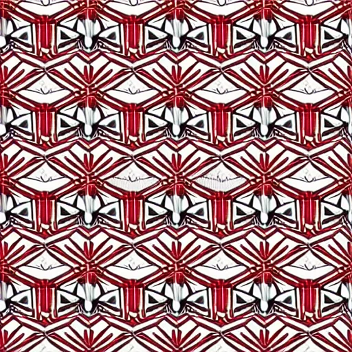 Image similar to geometric patern, white and red colour, bold, simple, modern, illustration, lines, african pattern