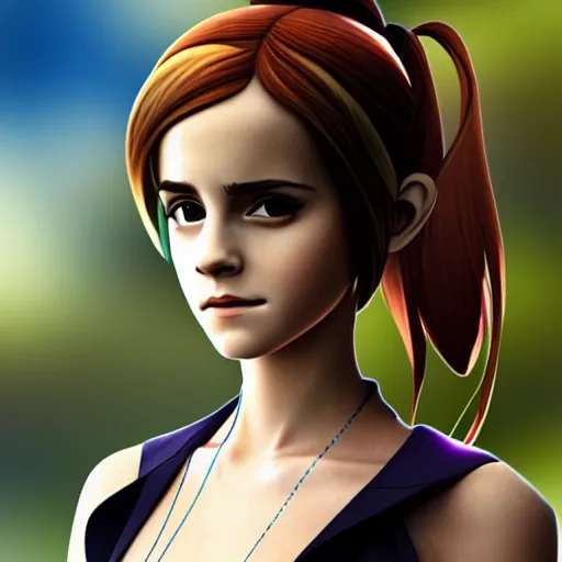 Image similar to 3 d photo of emma watson cosplaying as an anime catgirl, bokeh, shader, anime art style, highly detailed, cel - shaded, colorful, animated, trending