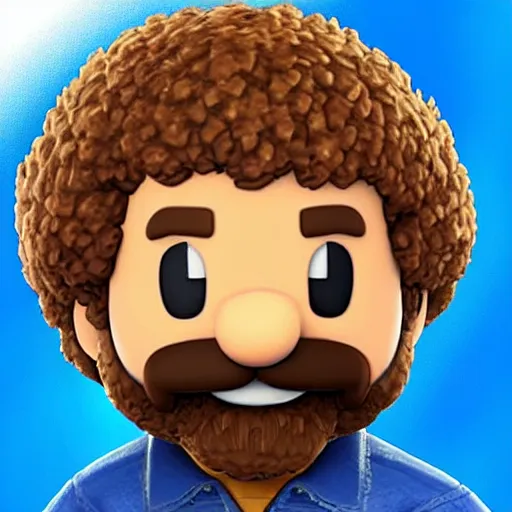 Prompt: Bob Ross as a Super Smash bros ultimate character, Nintendo switch