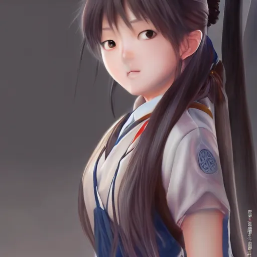 Image similar to ultra-detailed, HD semirealistic anime CG concept art digital painting of a Japanese schoolgirl, by a Chinese artist at ArtStation, by Huang Guangjian, Fenghua Zhong, Ruan Jia, Xin Jin and Wei Chang. Realistic artwork of a Chinese videogame, gentle an harmonic colors.