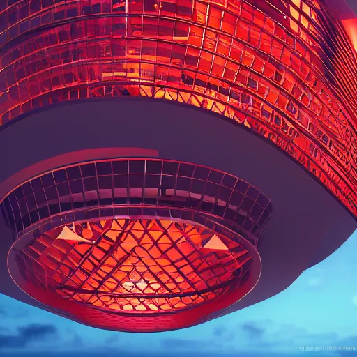 Image similar to auckland sky tower, red lighting, evil, artstation, octane render