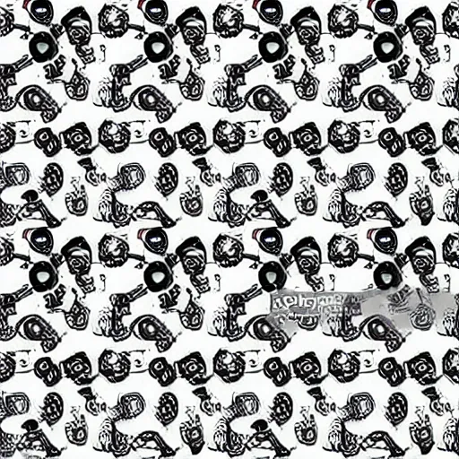 Image similar to seamless pattern showing microscopes. black and white, drawing, white background, seamless, ornament.