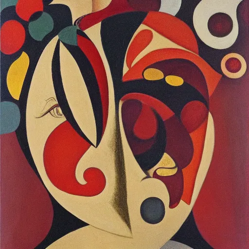 Image similar to floral face portrait by leonetto cappiello and wojciech siudmak and ernst fuchs, anni albers, oil on canvas