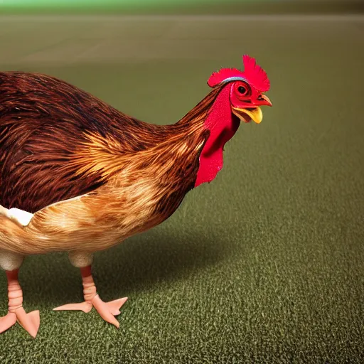 Image similar to a high quality photo of an antropomorphic chicken wearing a suit, 8k, digital art