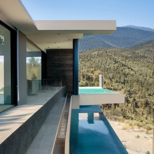 Image similar to an ultra modern home on the edge of a mountain