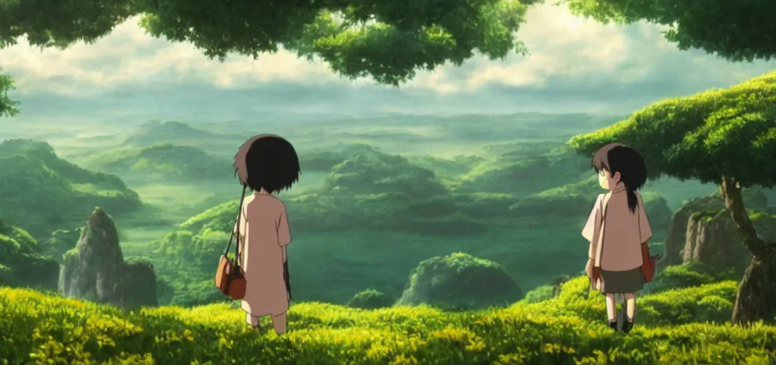 Image similar to a very high resolution image from a new movie. beautiful scenery. photorealistic, photography, directed by hayao miyazaki