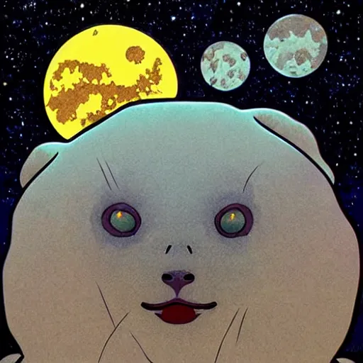 Prompt: baby harp seal, moon rise, illustration, pop art, splash painting, art by geof darrow, ashley wood, alphonse mucha