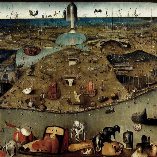 Image similar to fall of baghdad by hieronymus bosch