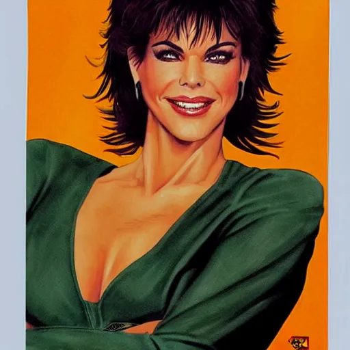 Image similar to a 1 9 8 0 s comic book painting of lisa rinna