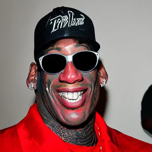 Image similar to dennis rodman in an intergalactic party