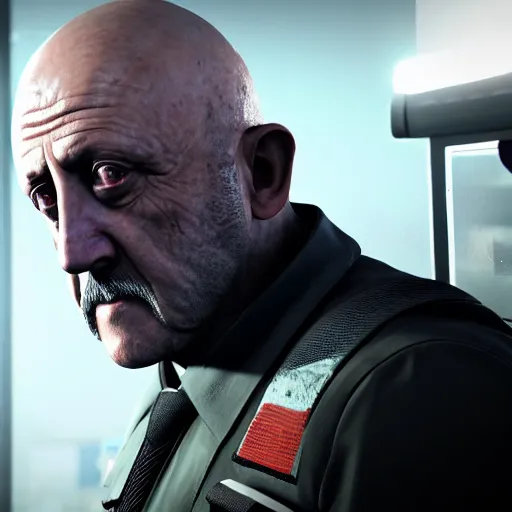 Image similar to Mike Ehrmantraut in Rainbox six siege, 4k, highly detailed