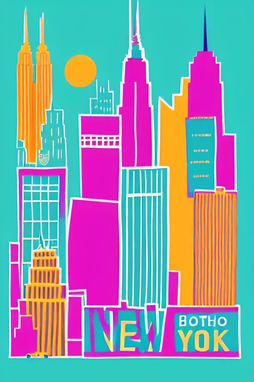 Image similar to minimalist boho style art of colorful new york, illustration, vector art