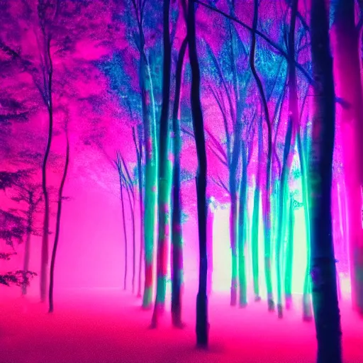 Image similar to vaporwave neon forest