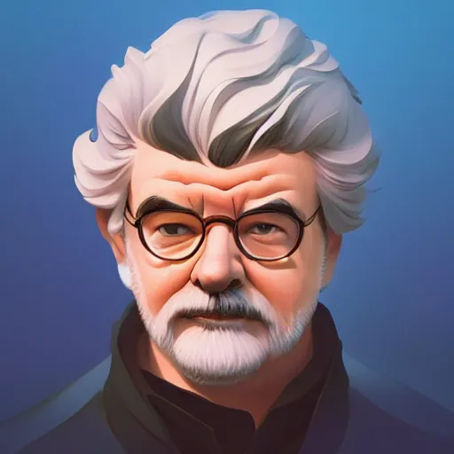 Image similar to face icon stylized minimalist george lucas, loftis, cory behance hd by jesper ejsing, by rhads, makoto shinkai and lois van baarle, ilya kuvshinov, rossdraws global illumination