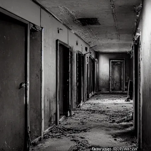 Prompt: the backrooms, the eerie forlorn atmosphere of a place that's usually bustling with people but is now abandoned and quiet, walls with a monochromatic tone of yellow, buzzing fluorescent lights, unsettling images