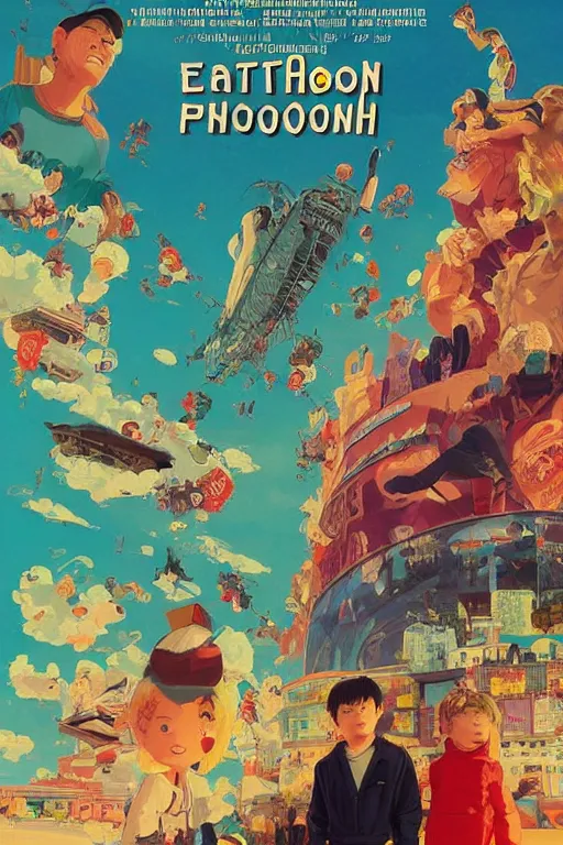 Prompt: Movie poster of Earthbound 2, Highly Detailed, Dramatic, A master piece of storytelling, wide angle, cinematic shot, highly detailed, cinematic lighting, by ilya repin + Hideaki Anno + Sachin Teng, 8k, hd, high resolution print