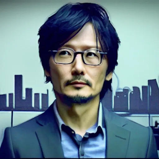 Prompt: hideo kojima, ps 2 graphics, video game presentation, low poly miniature model city, vintage vr tech, he is enthusiastic, the low poly crowd is bored, dystopia, pale colours with highlights of saturation