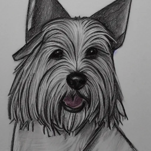 Prompt: pencil sketch of a monastic westie drinking mead