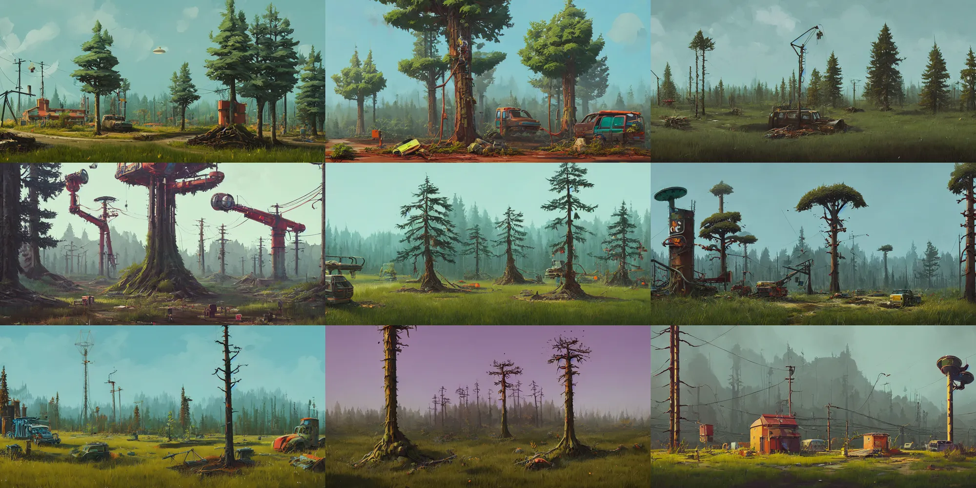 Prompt: game asset of plant and tree, props, in gouache detailed paintings, kitbash, simon stalenhag