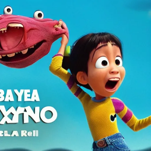 Image similar to a shot from upcoming pixar movie about Bali with text: oka