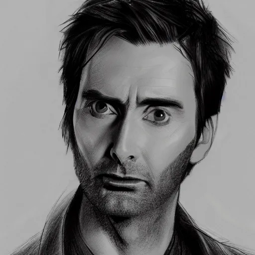 Image similar to david tennant pencil sketch cinematic lighting, render, fantasy