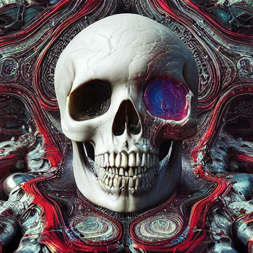 Image similar to portrait_of_a_melting_skull._intricate_abstract._intricate_artwork._by_Tooth_Wu_wlop_beeple_dan_mumford._octane_render_trending_on_artstat