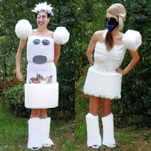 Image similar to creative costume made with toilet paper