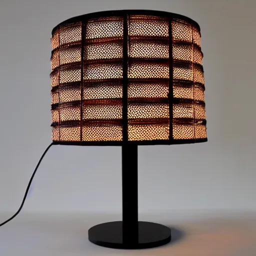 Prompt: a lampshade designed by Ron arad